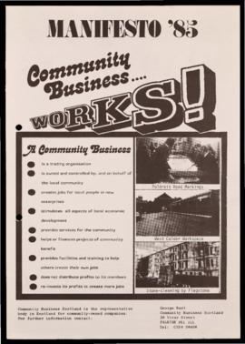 'Manifesto '85 - Community Business....Works!' leaflet